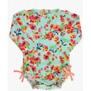 RuffleButts Painted Flowers Long Sleeve One Piece Rash Guard